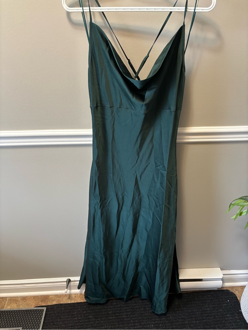 Reitmans Deep Green Satin Cowl Neck Maxi Slip Dress